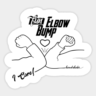 Fun Elbow Bump Handshake, Quarantine, Social Distance, Isolation, New Hi, Hello - Modern illustration Sticker